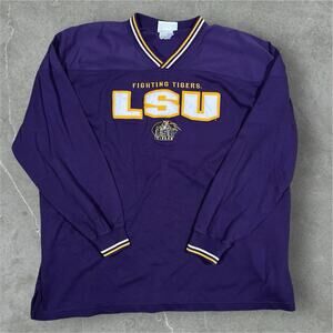 Vintage Lee Sport LSU Louisiana Tigers Purple Embroidered Pullover V-Neck 2XL